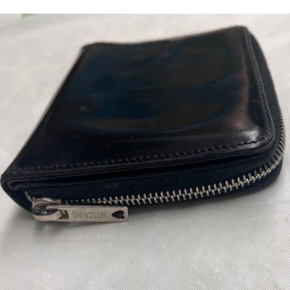 MOSCHINO Vintage Black Leather Wallet, Made in Italy - Picture 2 of 14